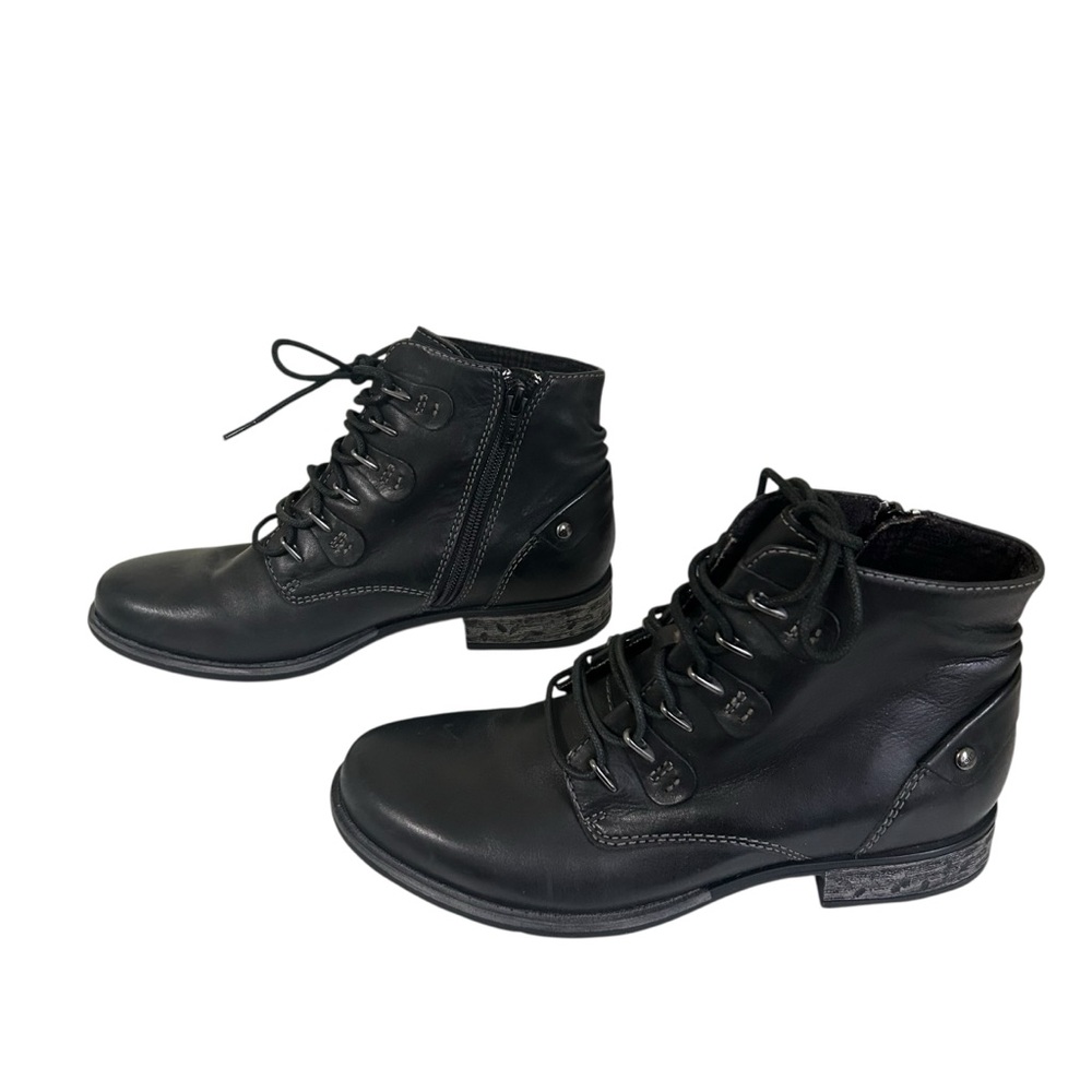 Earth Women’s Black Leather Lace-Up Ankle Boots “Bahm” Size 7B